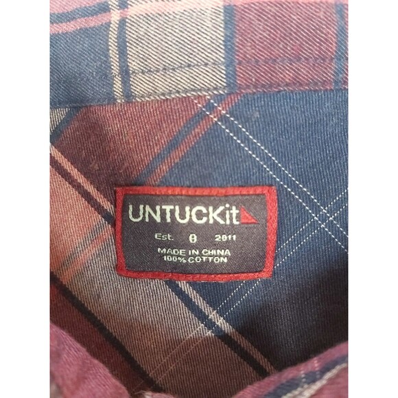 Women's Plaid Untuckit Long Sleeve Button Up Shirt Size 8 - Picture 12 of 13